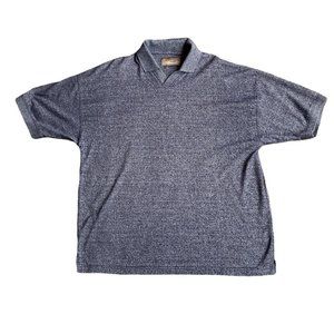 Evan Picone Polo Shirt Adult Large Gray Golf Rugby Heather Knit Collared Mens